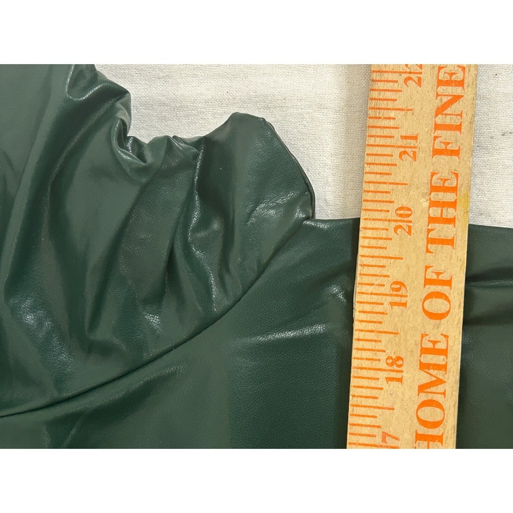 Entro Faux Leather Tiered‎ Ruffle Sleeve Dress Minimalist Neutral Green Sz M - Picture 3 of 10